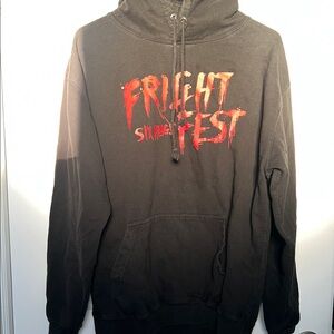 Black Fright Fest Hoodie with Dripping Text and Gradient Effect